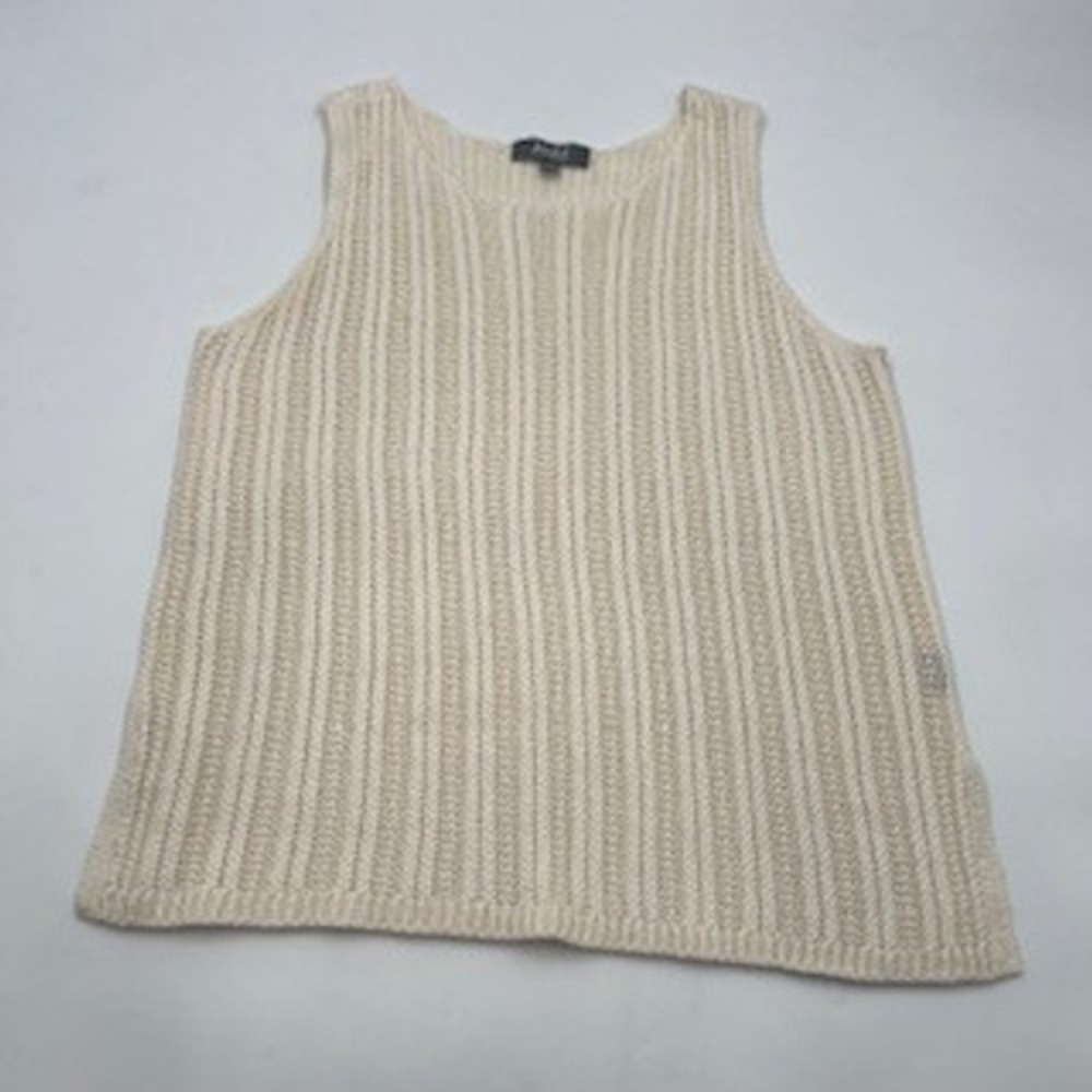 Marled Reunited Clothing Ivory Knit‎ Tank Top Sleeveless Pointelle Sweater Large